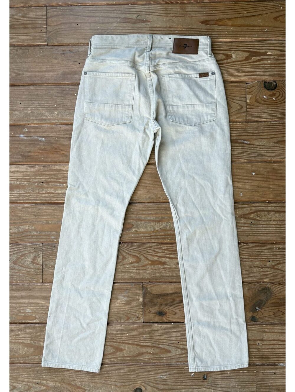 7 For All Mankind The Straight Men's Ivory Jeans Size 29 100% Cotton - Picture 3 of 7